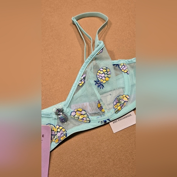NWT Savage x Fenty Tutti Frutti Embroidered Tulle unlined pineapple bra - Picture 5 of 10